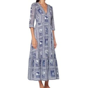 Le Sirenuse Positano blue patchwork dress Italian size 42 US 6